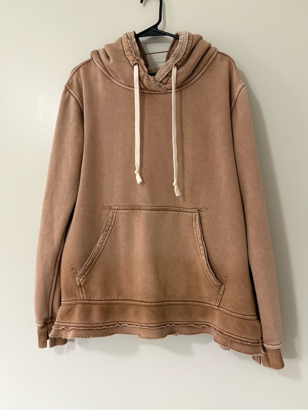 We The Free Zuma Hooded Sweatshirt Brown Distressed Pullover - Medium